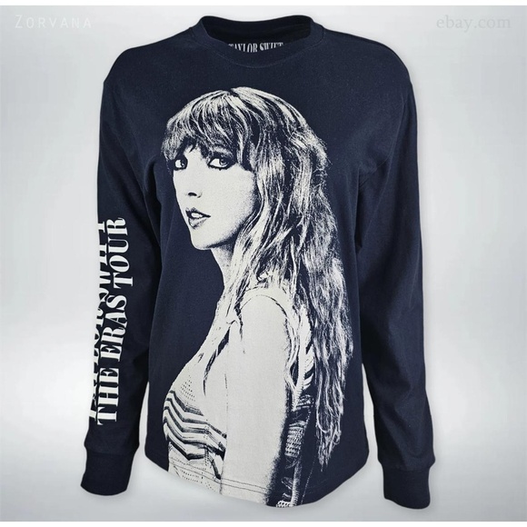 Taylor Swift Tee Womens Size Small Navy Eras Tour Long Sleeve Graphic Merch NWOT - Picture 1 of 7